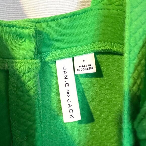 Janie & Jack Girls Green Textured Romper 8 White Flower Preppy Summer Vacation - Picture 3 of 4